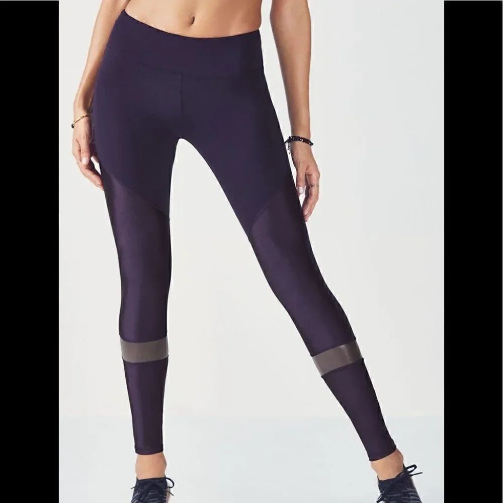 Fabletics Agnes Navy Blue Striped Leggings XXS